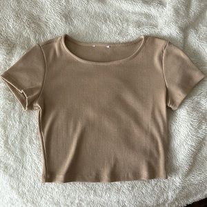 Princess Polly Cropped Tan T Shirt